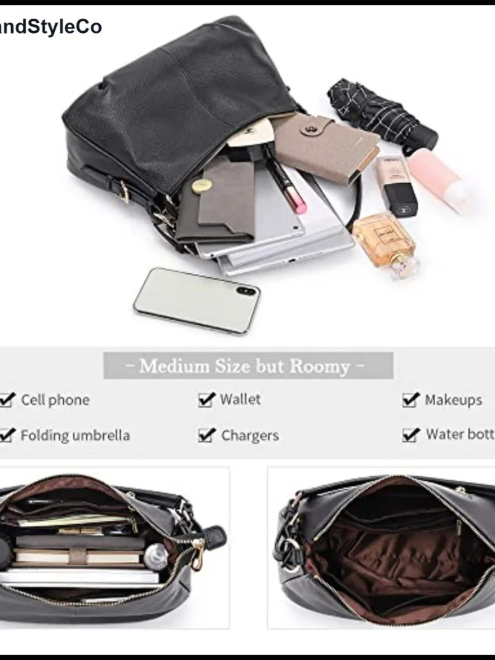 Vintage Leather Hobo Bag for Women with Adjustable Handle